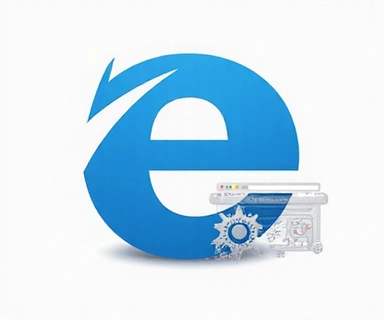 Icon representing browser settings, with gears and a web browser window.