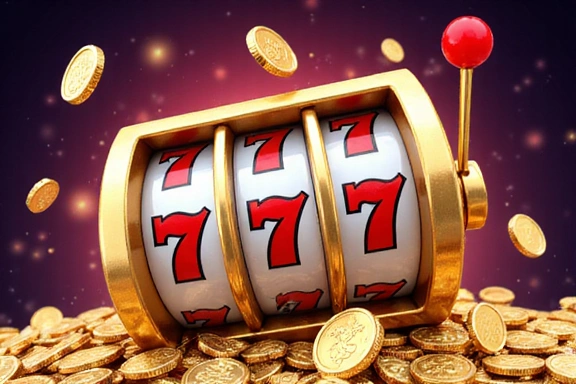 A vibrant slot machine with coins and a jackpot symbol, indicating a slots tournament